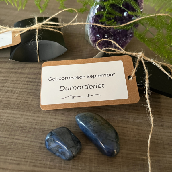 De geboortesteen van september is de dumortieriet. Deze edelsteen symboliseert de maand waarin je bent geboren. Dumortieriet zorgt voor een positieve instelling, maakt vrolijk, optimistisch en ontspannen.