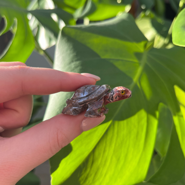 Speksteen schildpad. Speksteen werkt beschermend en kalmerend